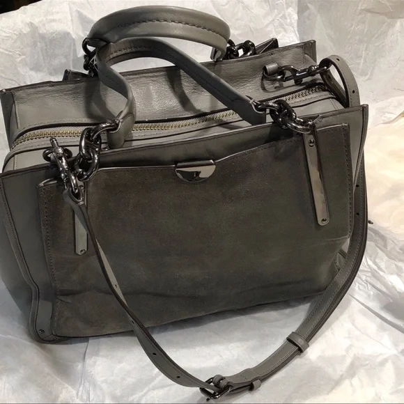 COACH Gray Dreamer Mixed Leather Satchel - Picture 5 of 10
